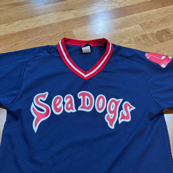 Vintage Portland Sea Dogs Jersey Red Sox Baseball Mens S Wilson Navy Red - Picture 2 of 8